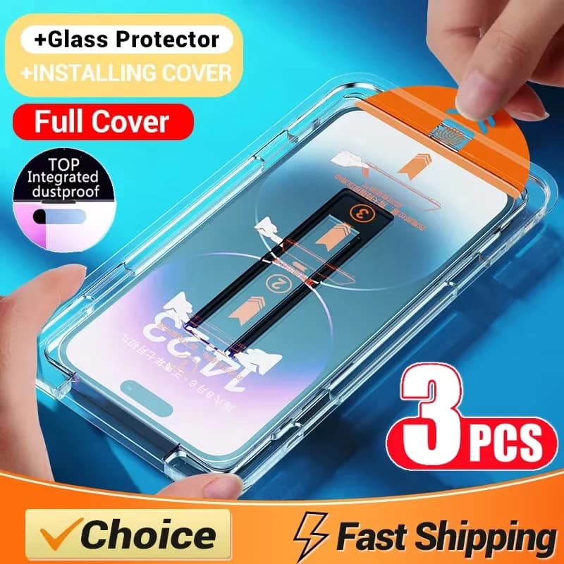 Oil-resistant coating Powder-free screen protection for iPhone 17 Pro Max 16 15 13 11 12 14 Pro Max SE 7 8 XR Easy-installing glass