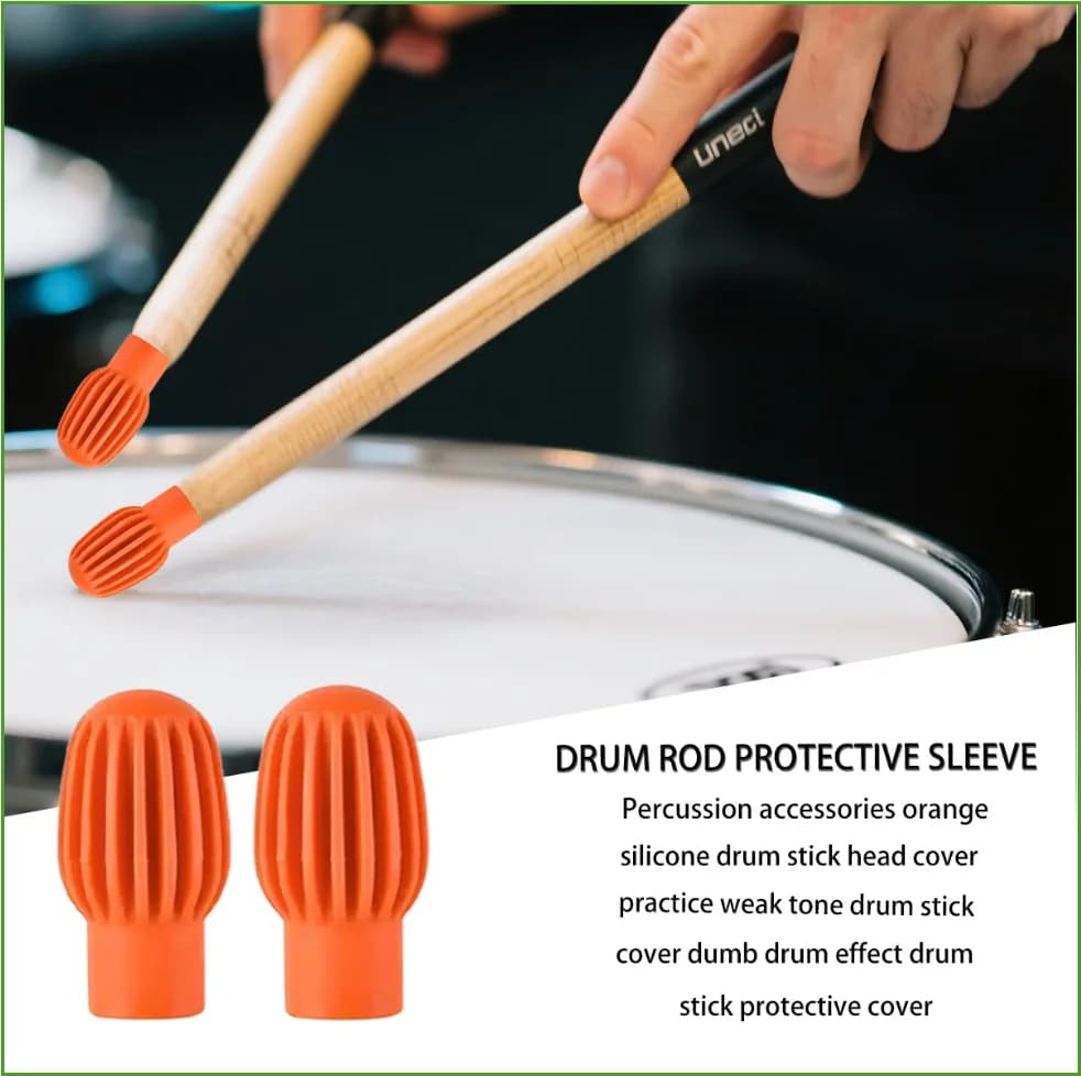 2/4 Pezzi Guaine in Silicone per Silenziare il Tamburo - Silenziatori per Attenuare il Suono, Accessori per la Pratica, Guaine in Gomma per la Testa della Bacchetta per una Batteria Silenziosa