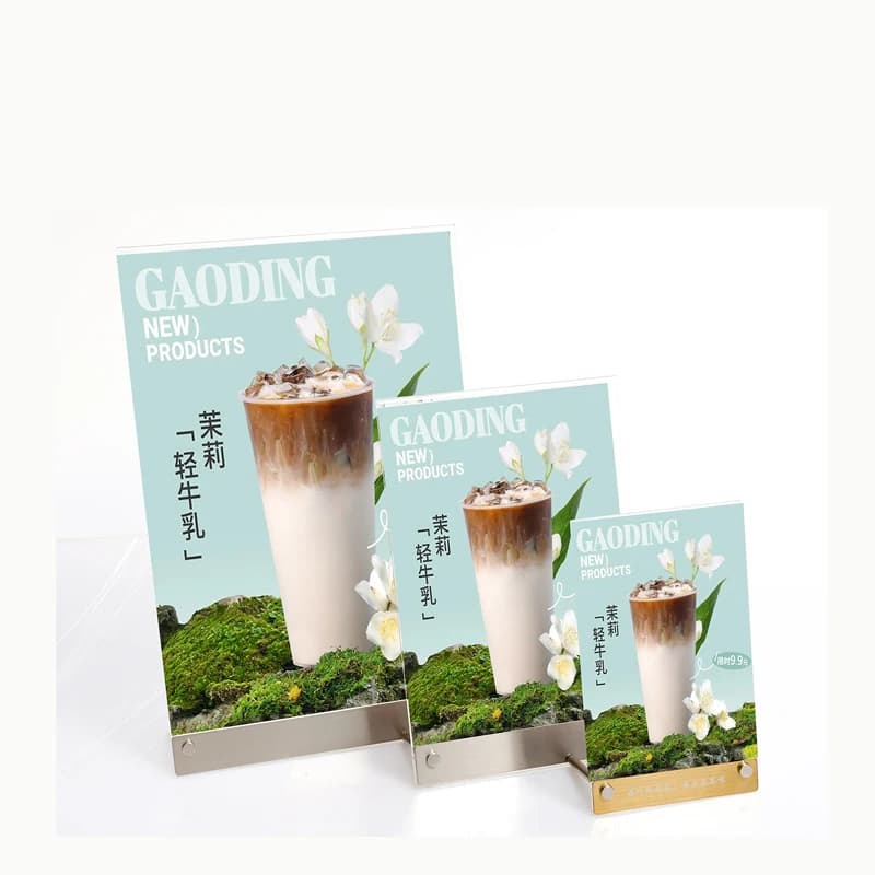 A4/A5/A6 Metallo acrilico a forma di L Supporto per cartello da tavolo Espositore Supporto per menu Cartello pubblicitario Tabella laterale Etichetta prezzo Carta