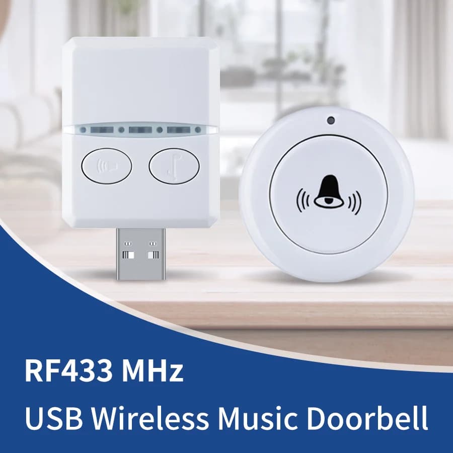 Wireless RF 433MHz campanello di benvenuto per la casa chiamate a campana 150m 30 canzoni campanello intelligente allarme di sicurezza pulsante ricevitore telecomando