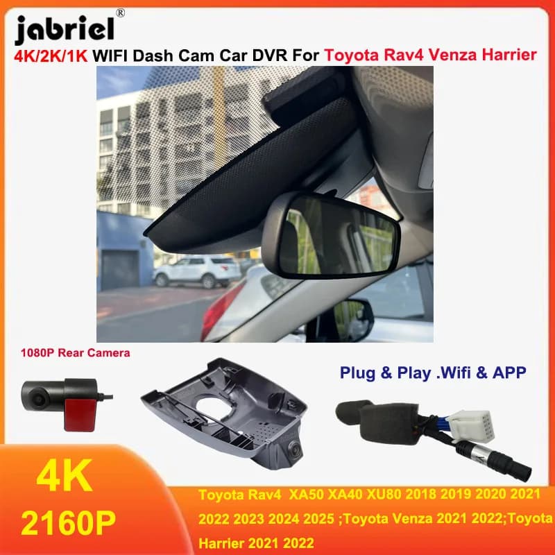 Videoregistratore DVR per auto WIFI 4K 2160P per Toyota Rav4 XA50 XA40 XU80 Venza Harrier 2018 - 2025 Dash Cam Camera 4K Plug and Play