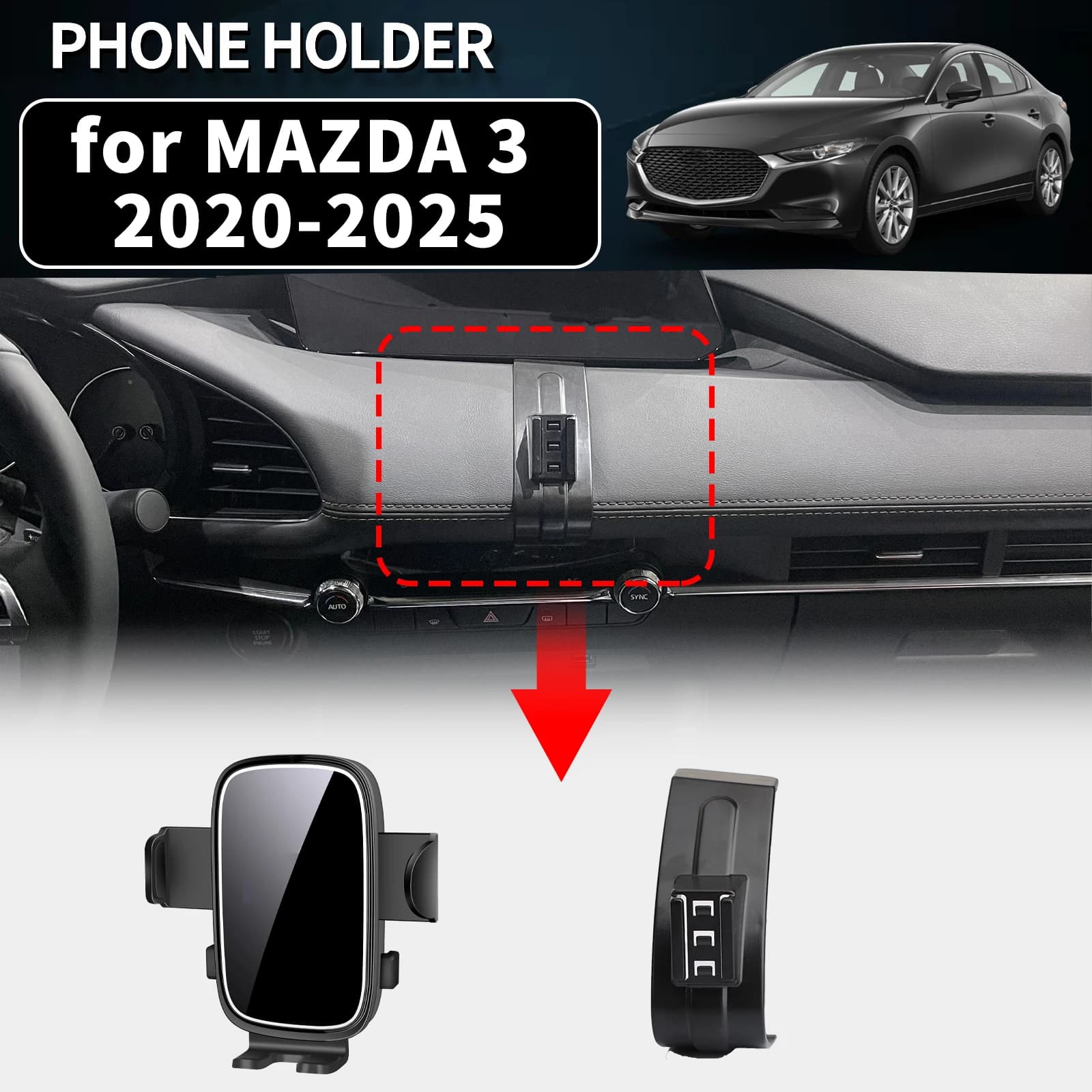 Supporto per Telefono Auto per MAZDA 3 BP 2020-2025, Staffa di Navigazione GPS Stabile, Accessori per Auto