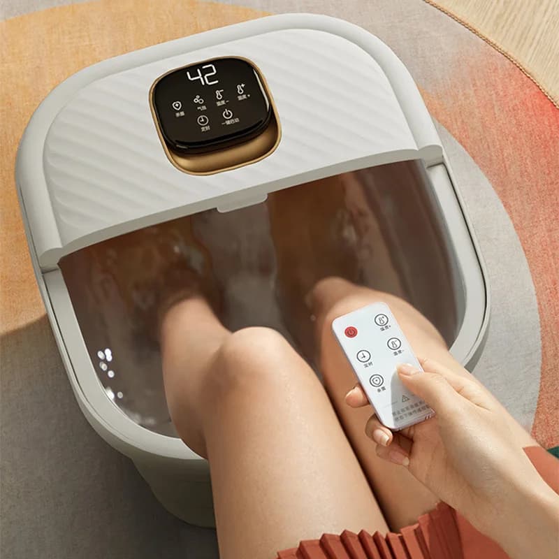 Massaggiatore per piedi Pieghevole portatile Pedicure Pieghevole Bolla di calore Vibrazione per piedi Spa Bagno Massaggiatore Tappetino per massaggio ai piedi