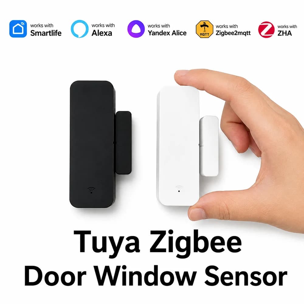 Tuya Zigbee Door Window Sensor Alarm Detector Burglar Magnetic Contact Open Close Alexa Google Smart Life Smart Home Security