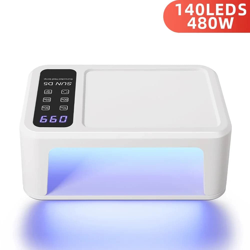 140LEDS Essiccatore per unghie 480W Lampada per unghie UV a LED per polimerizzare tutti gli smalti per unghie in gel Lampada per manicure con rilevamento del movimento con grande spazio Strumento per salone