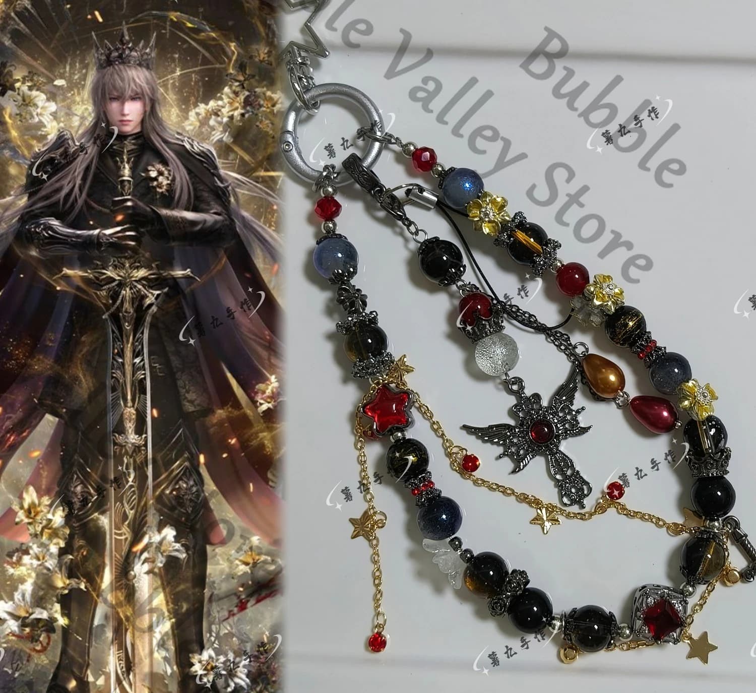 Anime Love and Deepspace Xavier Cosplay Catena per telefono con perline fatta a mano Braccialetti con perline per cartoni animati Cinturino per telefono Ciondolo per borsa Regalo di Natale