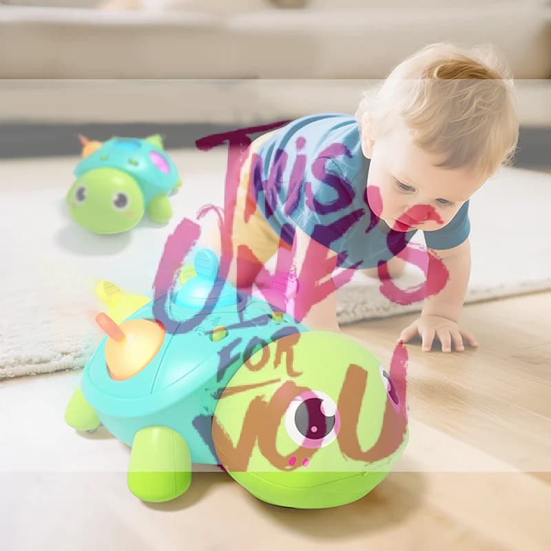 【BS】Giocattoli per bambini da 6 a 12 mesi, giocattolo per neonati con tartaruga musicale, giocattolo per la dentizione con illuminazione per neonati, giocattolo educativo per l'apprendimento precoce