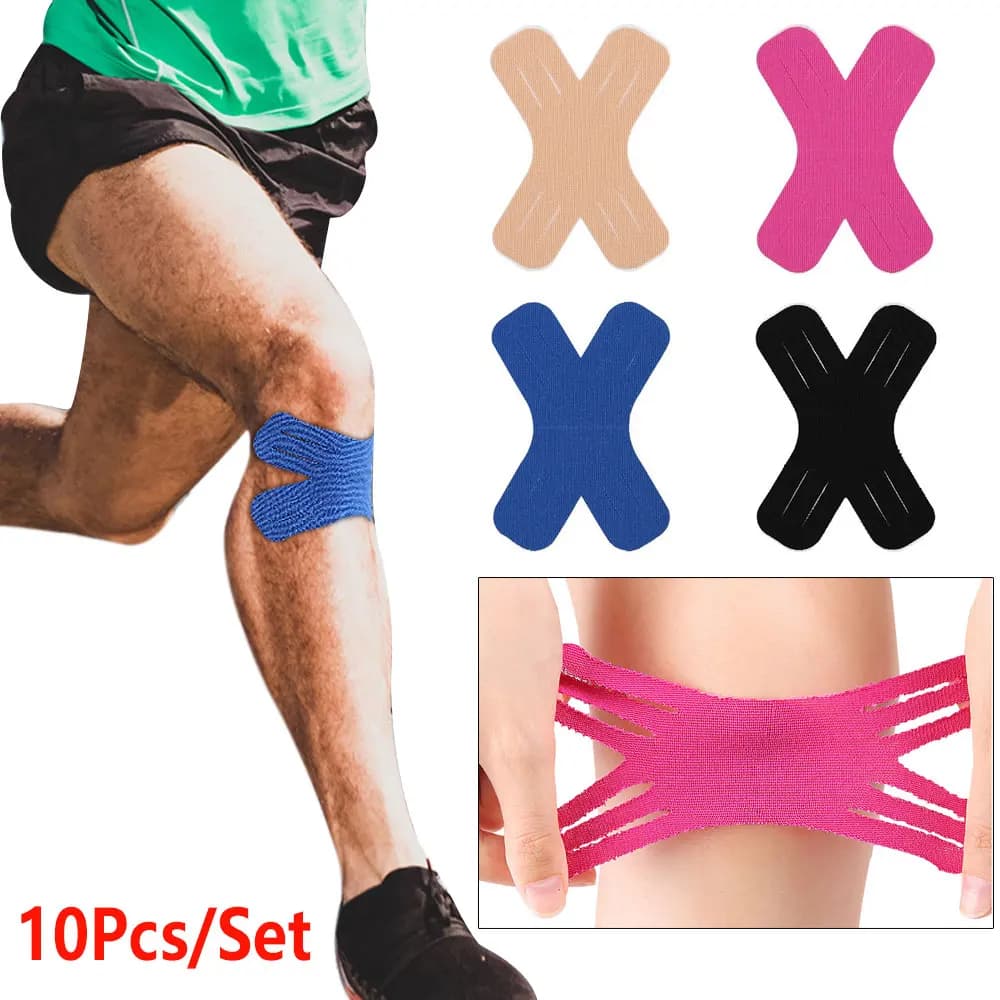 Set da 10 Pezzi di Nastro Kinesiologico per Palestra, Nastro Muscolare Tipo X per Esercizi, Protezione Muscolare alle Articolazioni, Allevia il Dolore Muscolare