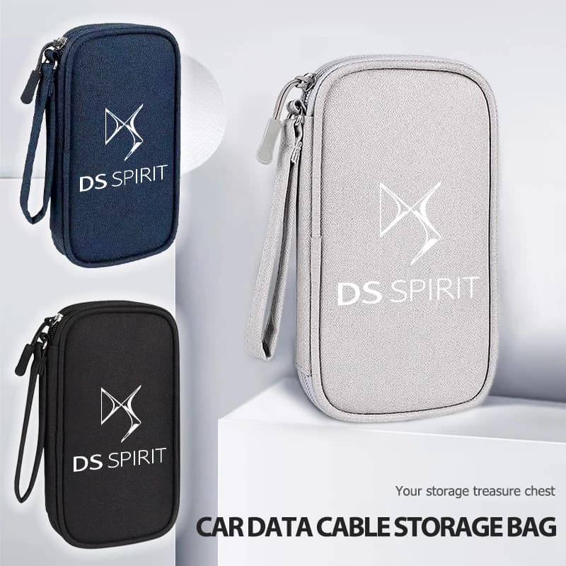 For DS Car Logo Digital Storage Bag Data Cable Charger Storage Bag Organizer Accessories DS4S DS5 5LS DS3 DS4 DS6 DS7 DS9