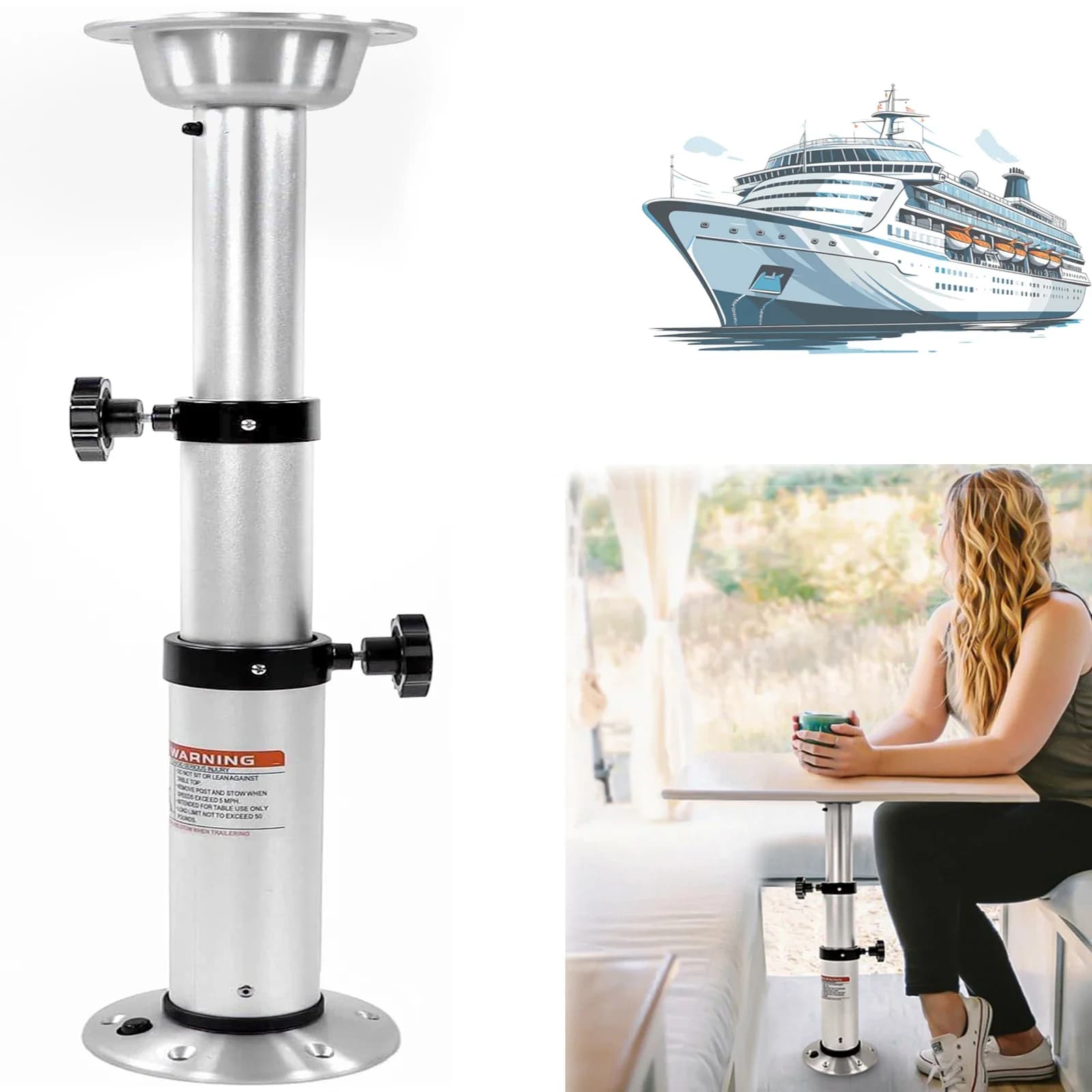Table base for motorhome boats adjustable at 3 levels, height 17-29 inches, suitable for camper table for motorhome boats, fast and free local shipping