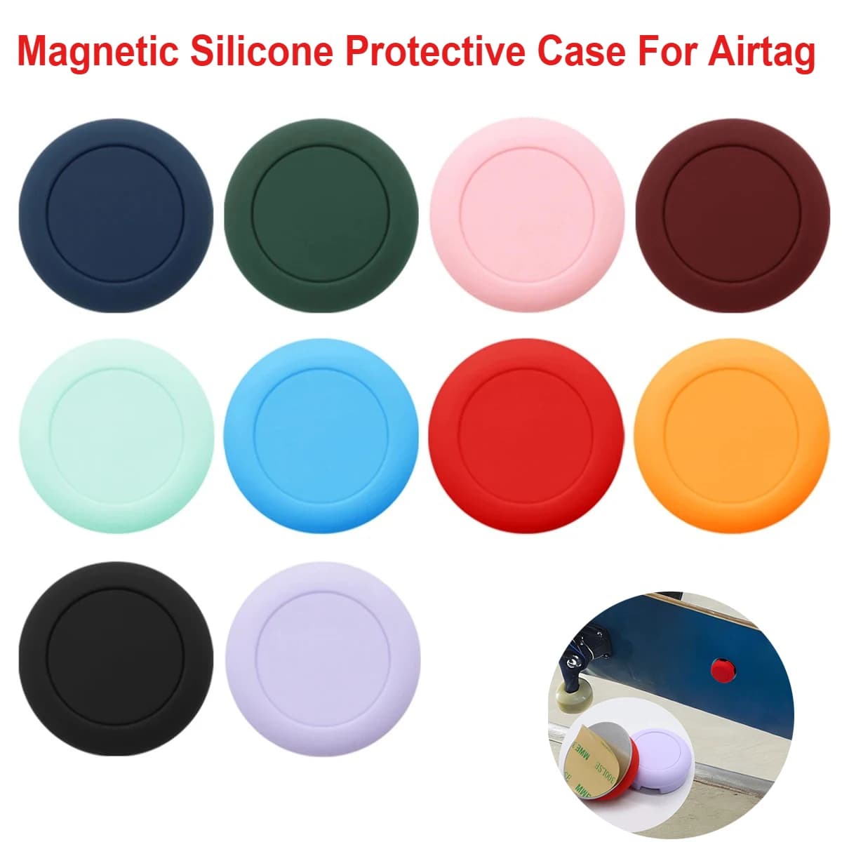 Custodia Protettiva Magnetica in Silicone per Airtag, Supporto Anti-smarrimento per Localizzatore, Guscio per Airtag per Moto, Auto, Bici