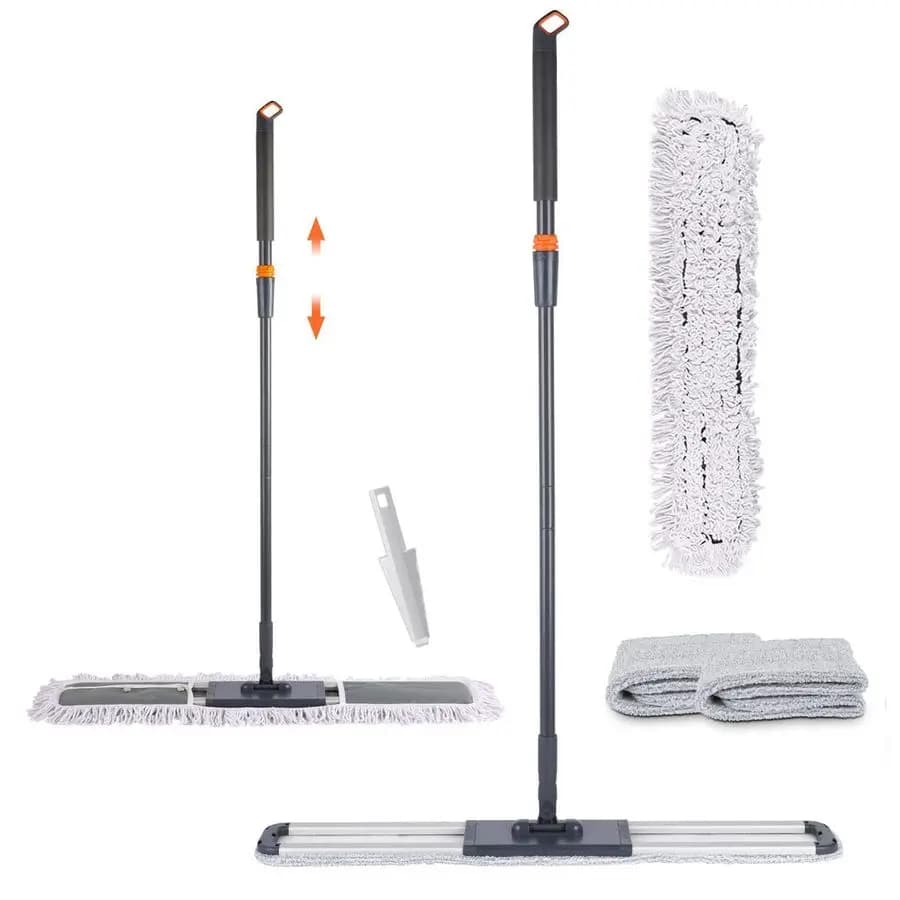 Mop for Flooring in Wood Duro 36, Commercial Mop in Cotton for Cleaning Powder with 3 Extra Spare Parts, Long Sleeve 61 Cleaning Poles