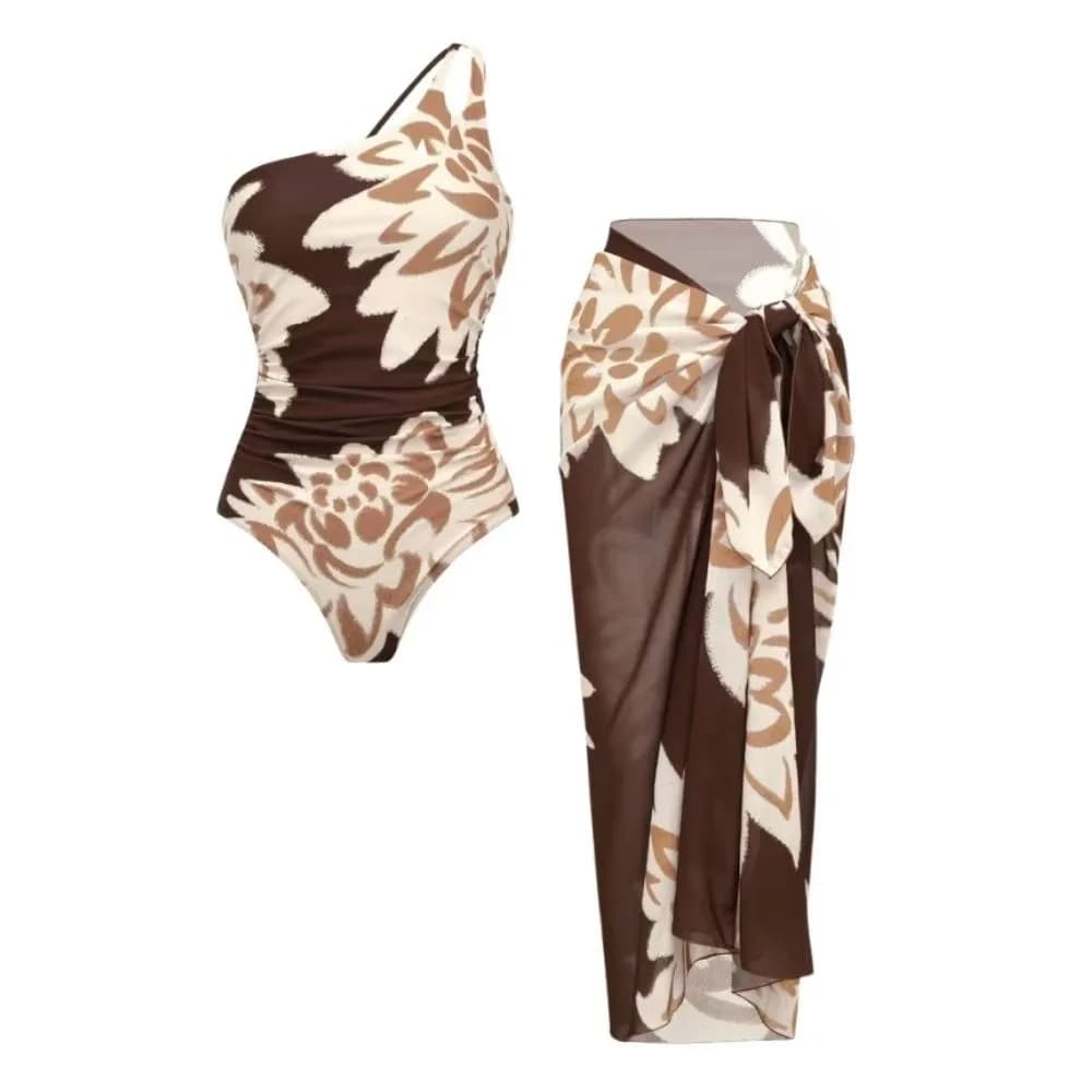 Costume intero push-up con copricostume, sexy, da donna, stampato, 2026, bikini modellante, abbigliamento da spiaggia