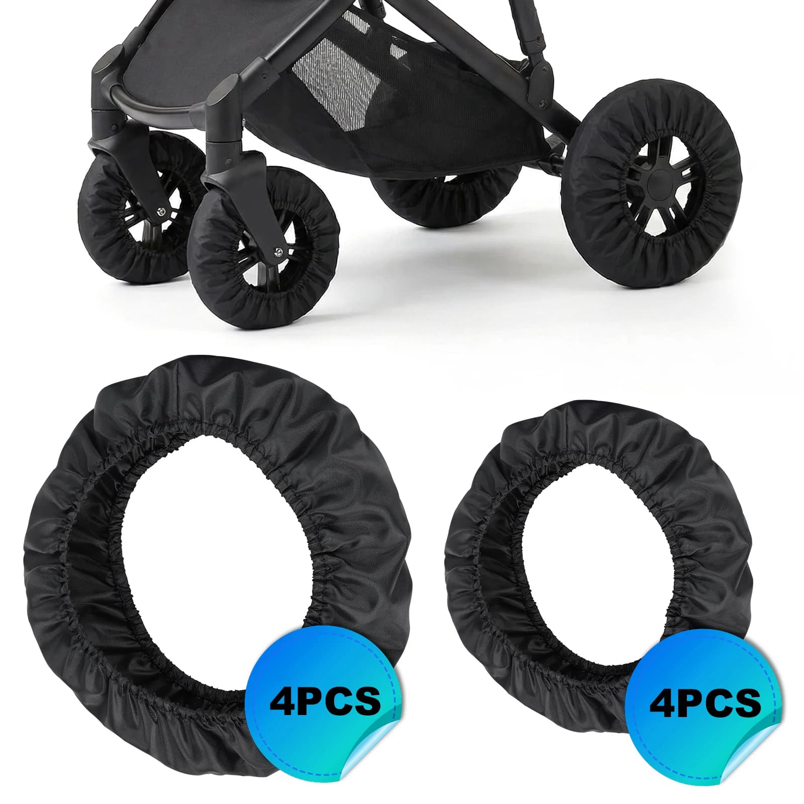 Set di 8 Copriruote Antipolvere per Passeggino, Protezione per Ruote di Carrozzine e Sedie a Rotelle, Accessori Anti-Sporco