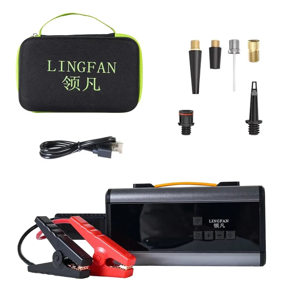 Caricatore portatile per batteria per auto con avviamento di emergenza portatile multifunzione con strumento di emergenza a luce LED e dispositivo di avviamento