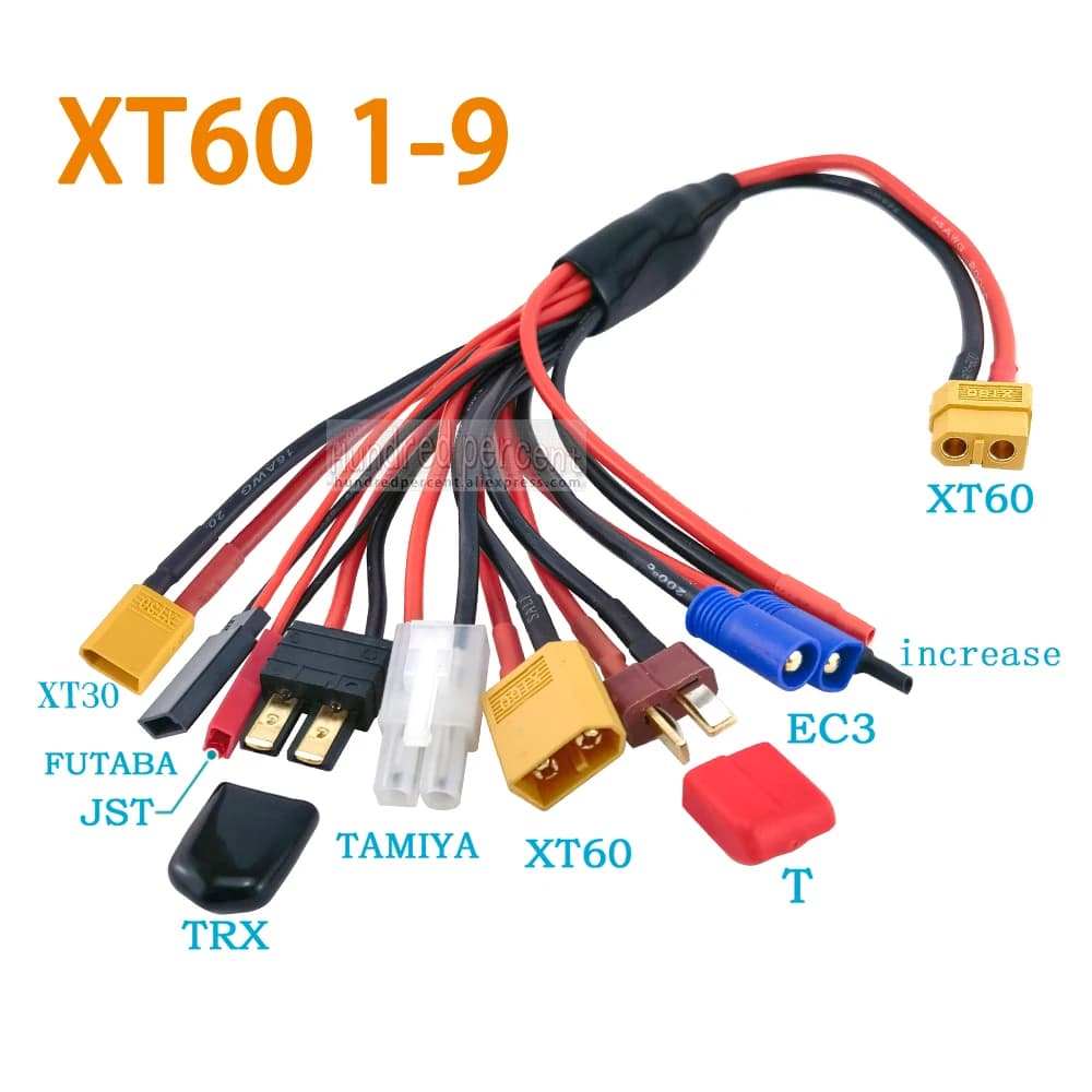 XT60 1-9 Spine multiple Convertitore cavo di conversione Terminale T EC3 XT30 JST TRX FUTABA TAMIYA Aumenta spina Accessorio caricabatterie
