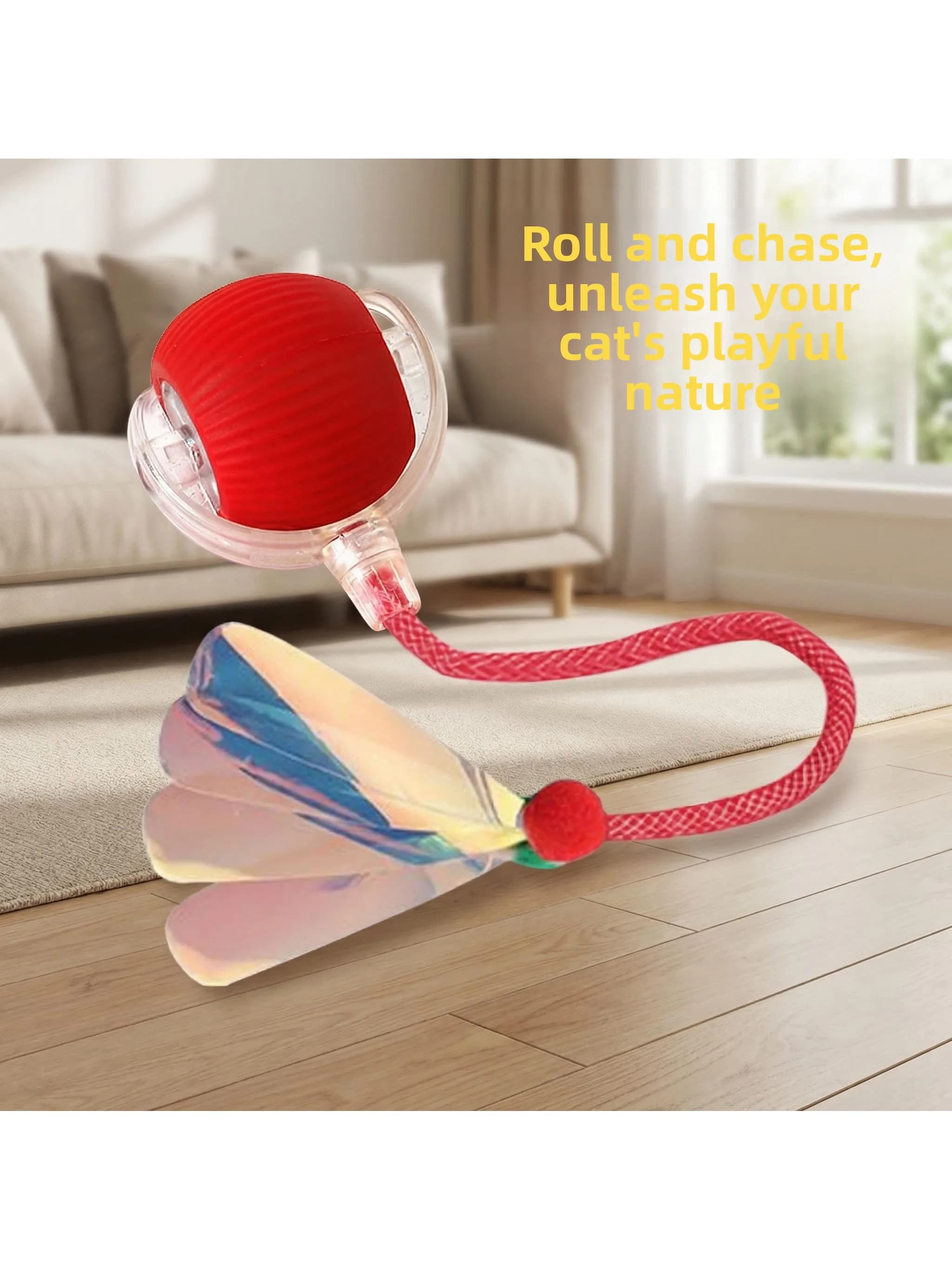 Smart Rebounding Interactivation Ball, Rubber Toy Resistant to Morsi, Self-Intractive and Anti-Stress with Corda, Pet Accessories