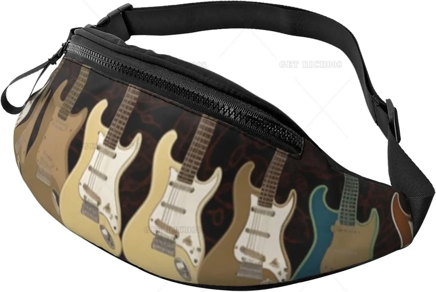 Marsupio with Artistic Guitar Pattern for Men Women's Fashionable Running Marsupi Shoulders Belt Bag with Adjustable Sport Shoulders