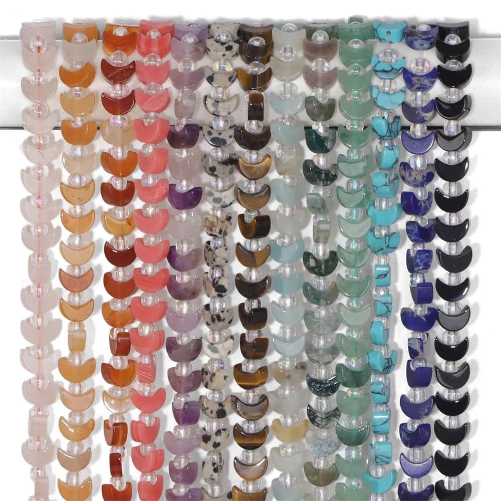 7-8 mm natural stone moon-shaped beads, fashion jewelry, supplies for DIY bracelets, necklaces, earrings, loose spacers