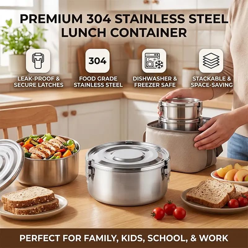304 Stainless Steel Thermos Lunch Box Food Jar Large Capacity Leakproof Thermal Picnic Box Durable Insulated Pot Box Workers