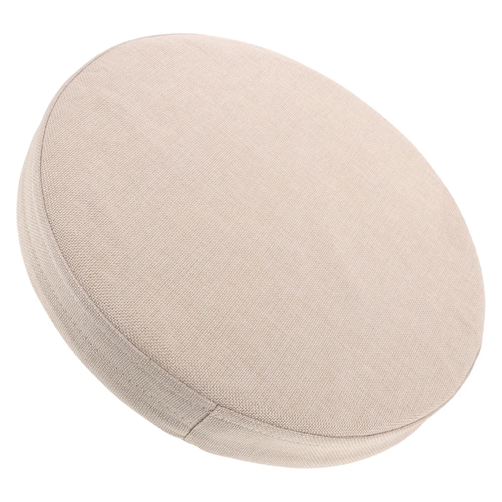 Round Linen Chair Cushion Foam Seat Pad Beige for Rattan Wicker Chairs Dining Meditation Mat Comfortable Support