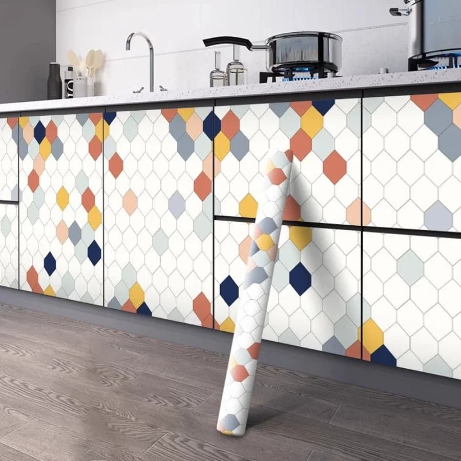 Cuisine Decor Waterproof Oil Proof PVC Thick Self Adhesive Wallpaper Muebles Furniture Kitchen Cabinets Table Top Contact Paper