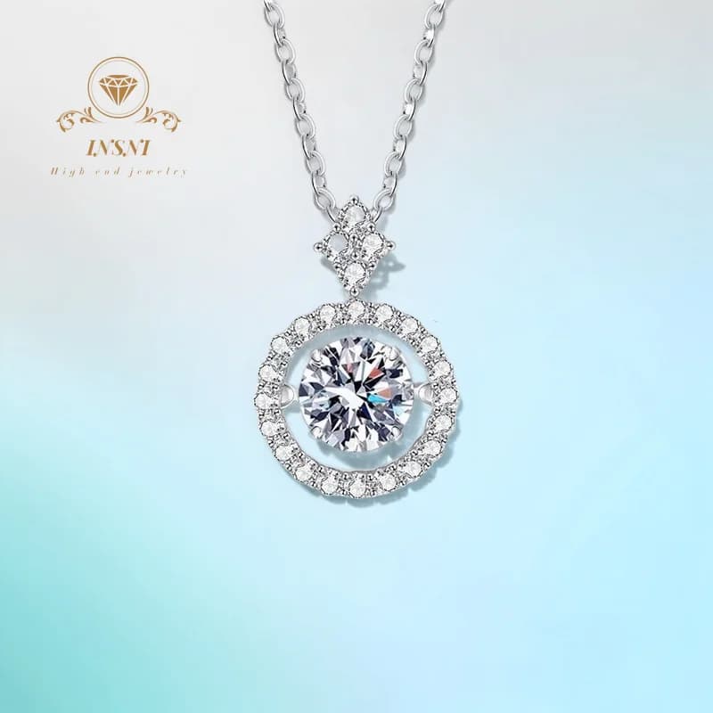 Ciondolo Moissanite Viral Heartbeat da 0,8 ct in Argento Sterling S925 con Collana a Catena, Gioielli da Donna Certificati con Effetto Luminoso