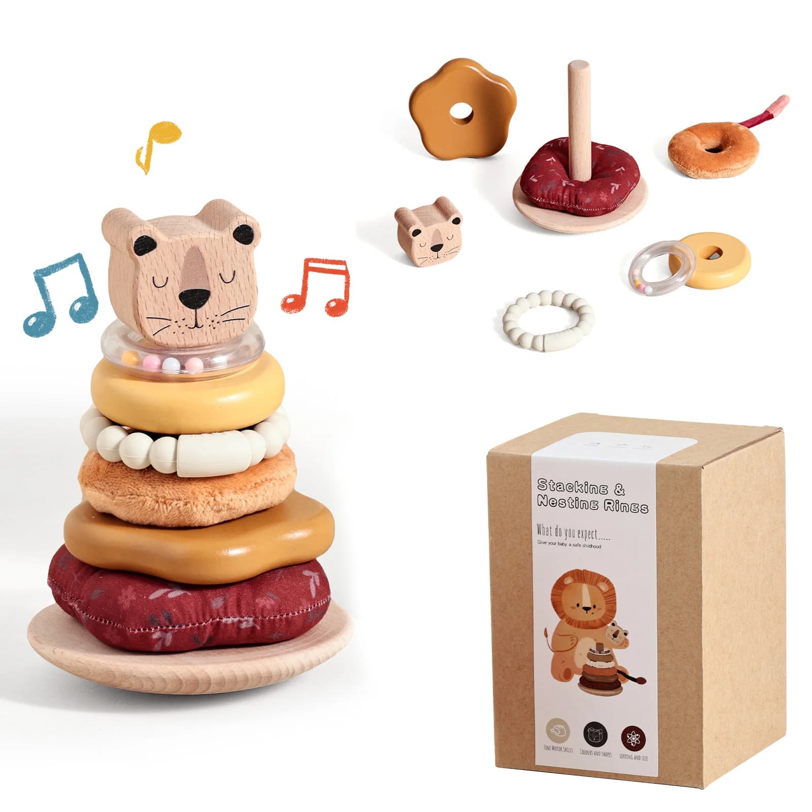 Baby Montessori impilabile torre di legno impilabile puzzle giocattoli sicurezza e protezione ambientale giocattoli colorati per bambini