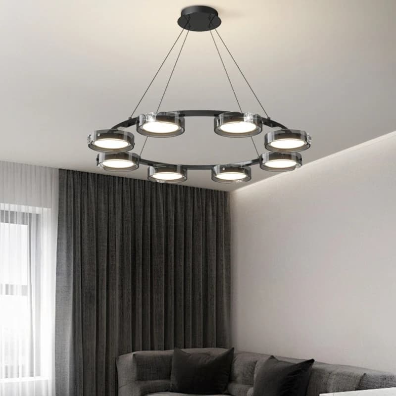 Lampade a sospensione moderne a LED in vetro ad anello dimmerabili per soggiorno, tavolo da pranzo, cucina, isola, lampadario, linea domestica, apparecchi di illuminazione