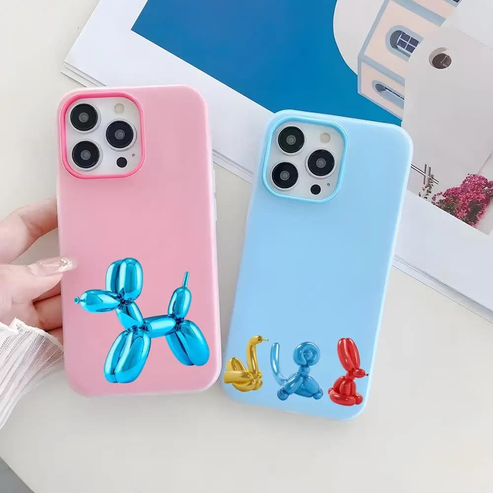 J-Jeff Koons Phone Case Jelly like 2 in 1 dual-layer dopamine phone case, compatible with iPhone 17/16/15/14/13/12