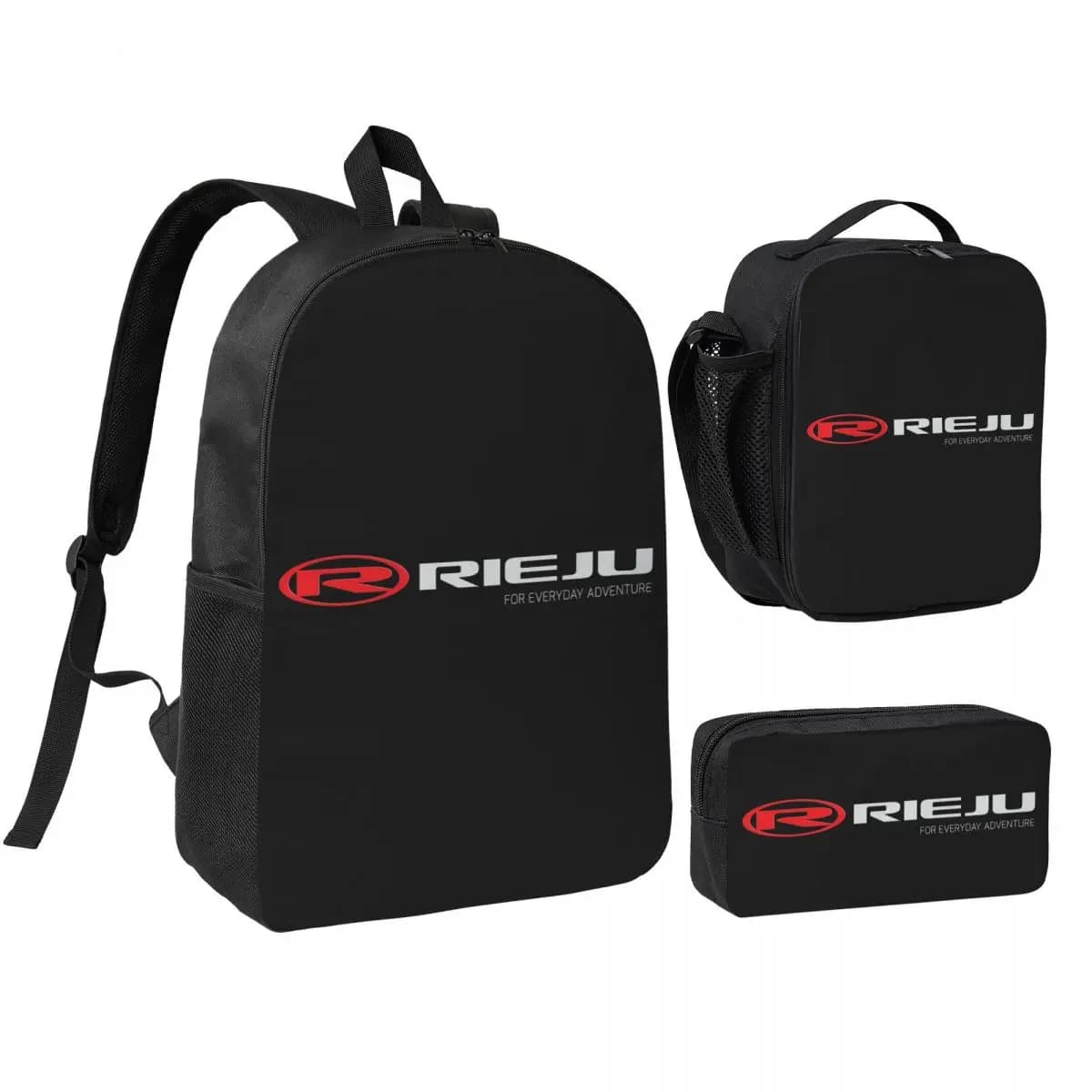 Zaino Moto con logo RIEJU per ragazzi e ragazze, borsa per libri, borsa da scuola, borse a tracolla, 3 pezzi, borsa termica per il pranzo, astuccio per matite