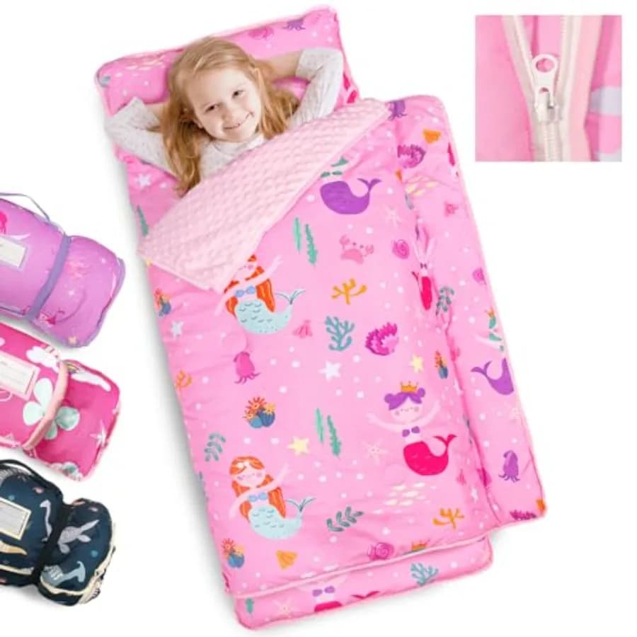 Extra large children's rest pad and thickened 55'''''x35''', soft sleeping bag with detachable minky blanket and pillow, laptop for nursery nursery