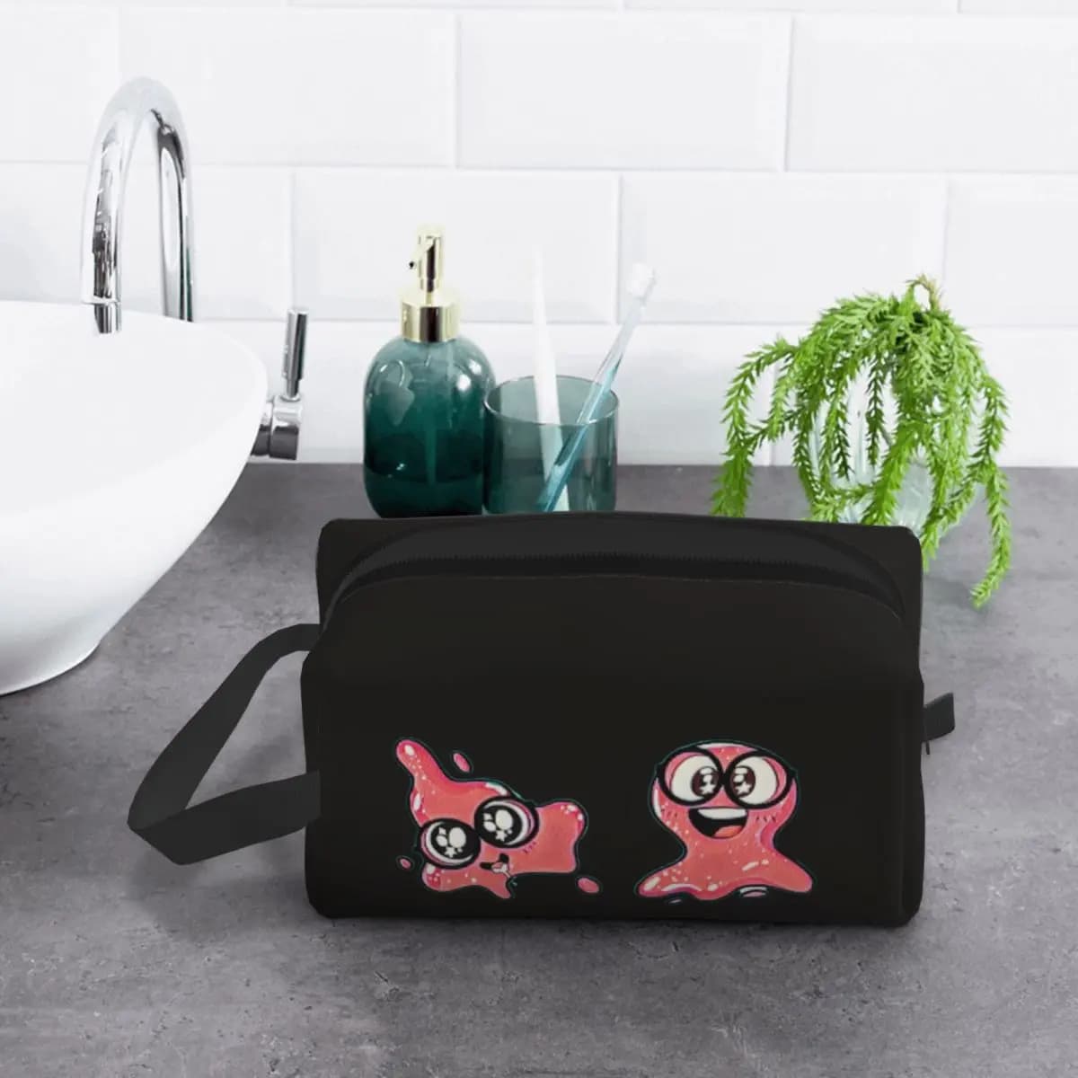 Borsa per il Trucco Super Slick Slime Sam, Organizer Cosmetico, Beauty Case da Viaggio per Donne, Astuccio per Cosmetici e Accessori