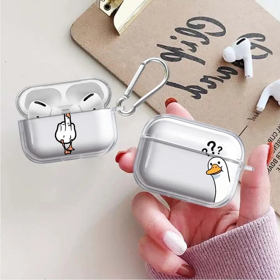 Case For Airpods 4 Pro 3 2 Pro3 1 Pro2 Clear Earphone Cases Cover Question Mark Cute Duck