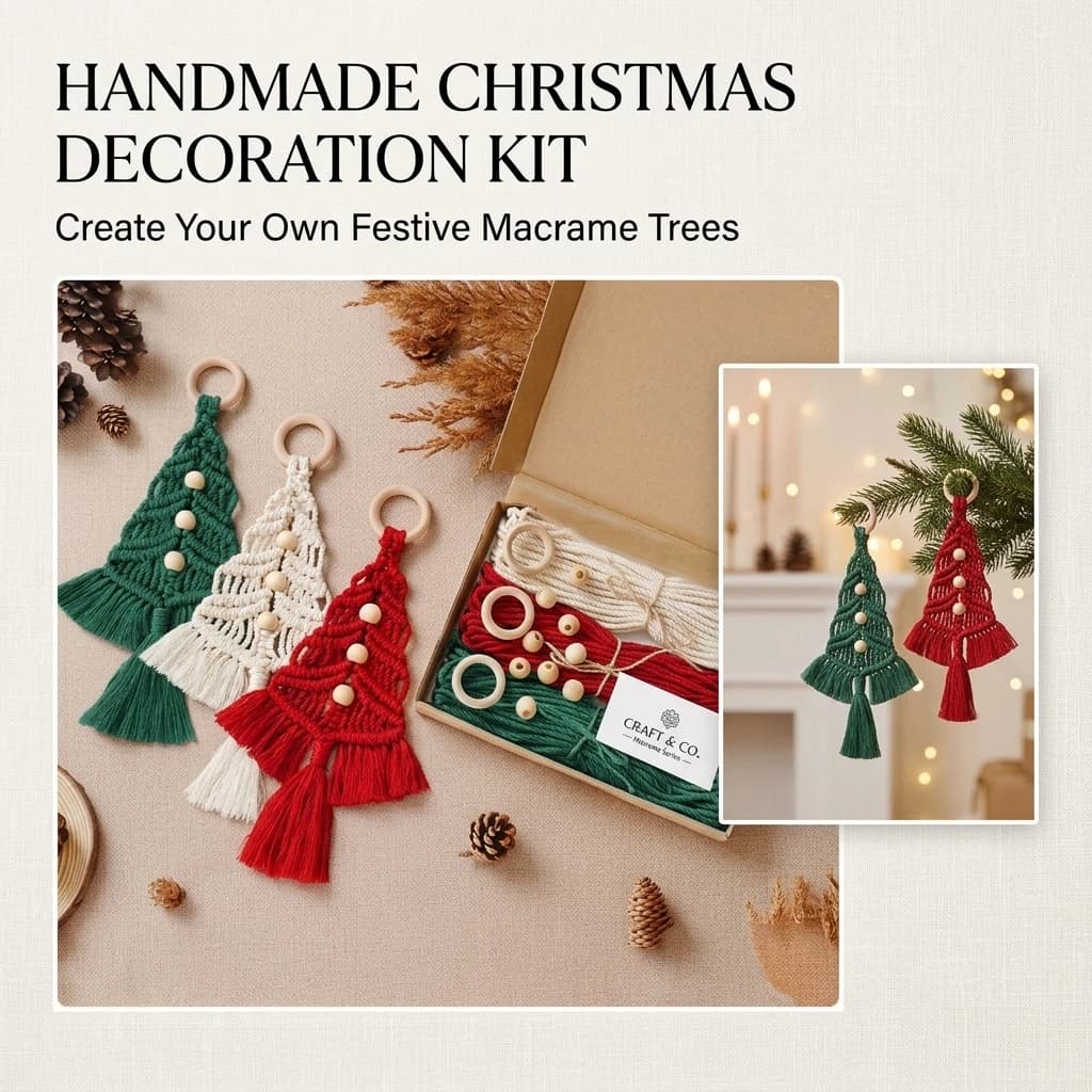 Handmade Christmas Tree Tapestry Material Package Wall Hanging Decoration Pendant for Home Weaving Craft Gift