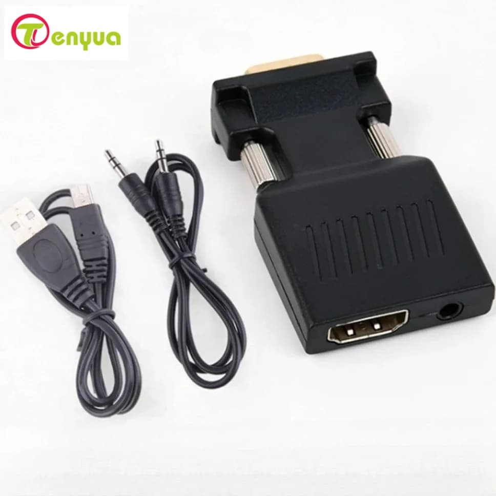 VGA to HD 1080P Converter with 3.5 mm audio cable Male to HD female adapter for laptop PC HDTV monitor projector PS3/4