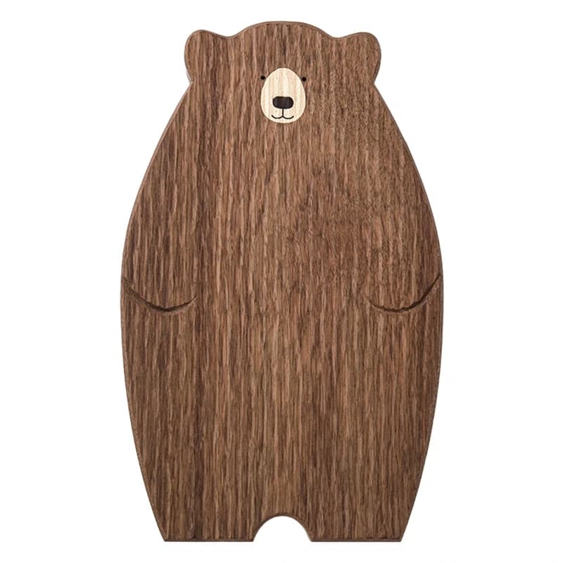 Tagliere in legno A88M Simpatico vassoio per pane a forma di orso Tagliere da cucina in noce nera, Marrone