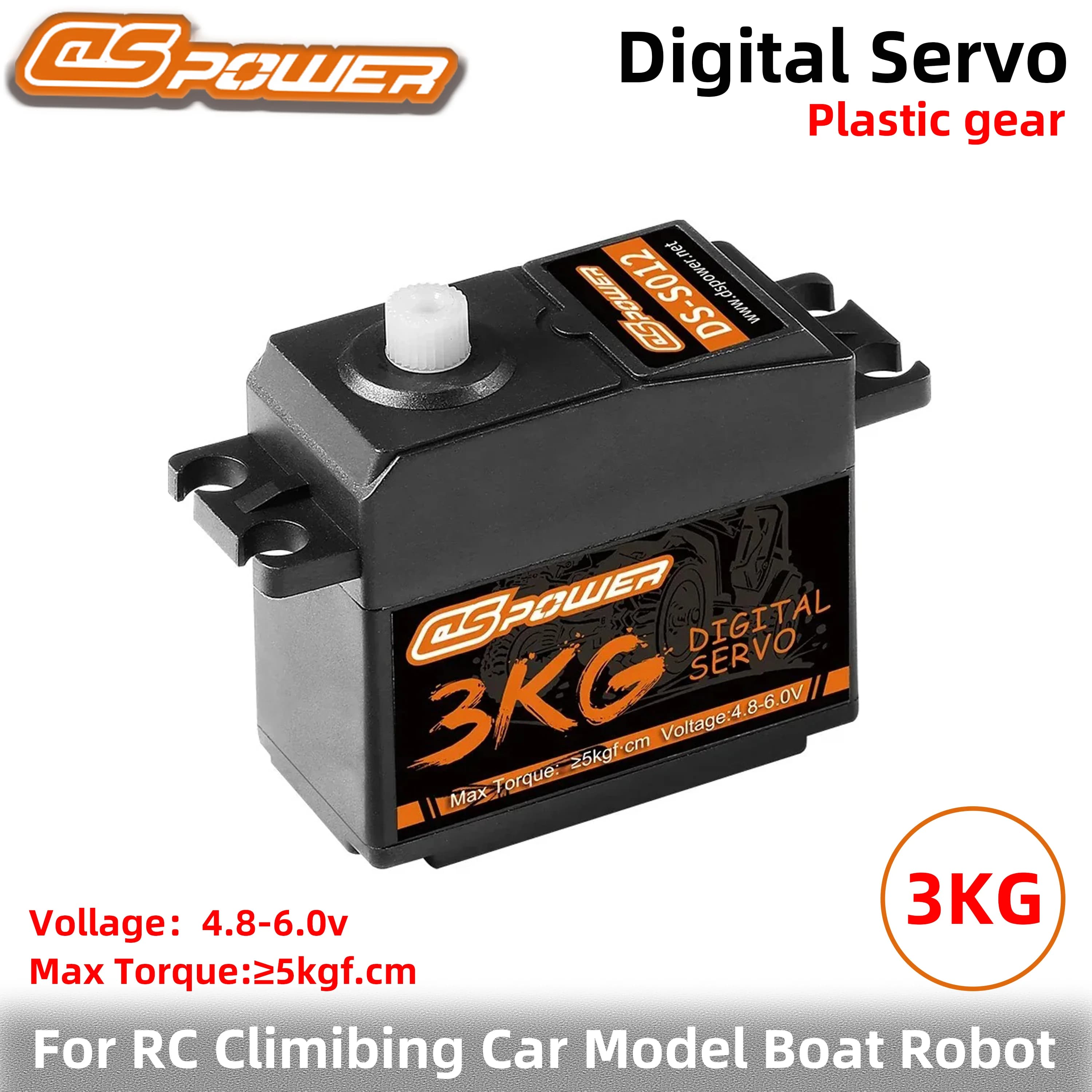 Servo Digitale Micro DSpower 3KG ad Alta Precisione Impermeabile con Ingranaggi in Plastica e Motore Core per Auto RC, Aerei, Droni, Elicotteri, Barche, Robot