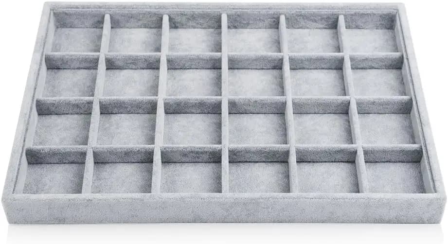 Ice Velvet Jewelry Organizer with stackable trays and removable dividers for rings and earrings