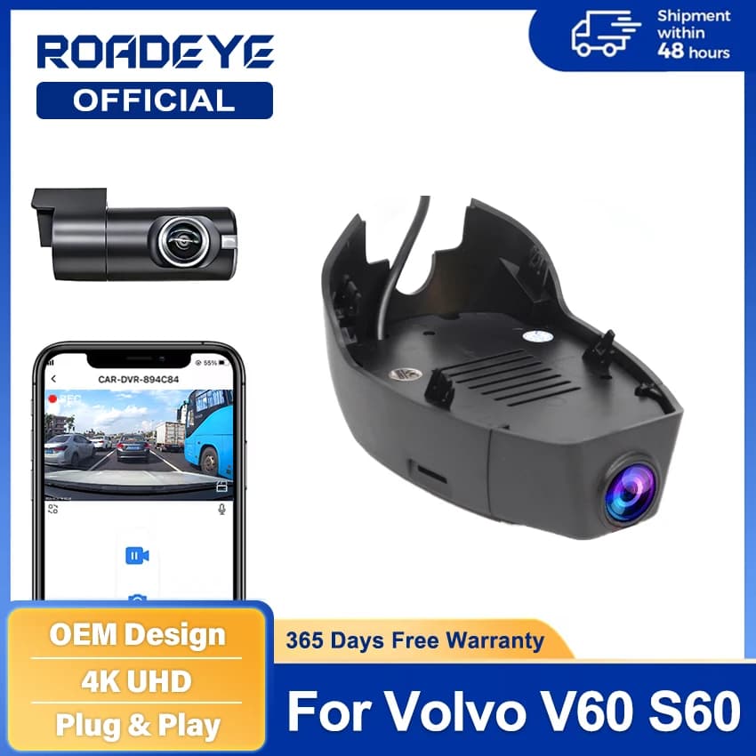 2160P DVR Dashcam Registratore Cam 4K UHD Registratore Telecamere Auto Built-In Wi-Fi Supporto Monitor Per Volvo V60 S60 2019 2020 2021 2022