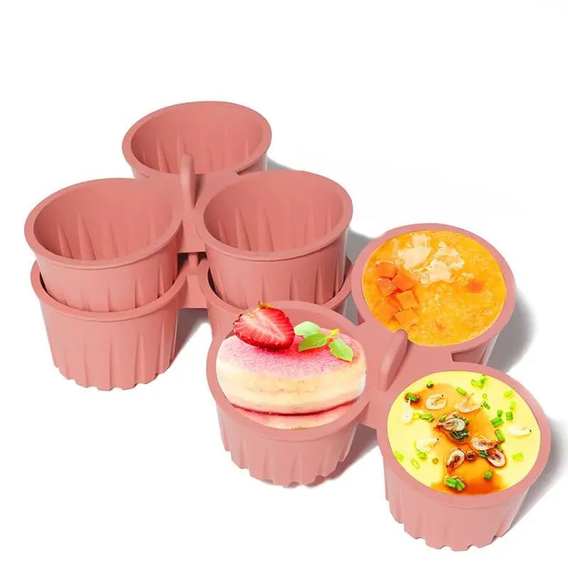 Air Fryer Egg Mold Round Shape Eggs Mold 3 Cavity Non-Stick Silicone Air Fryer Egg Pan Egg Steamer Cooking Mold Fried Egg Tool