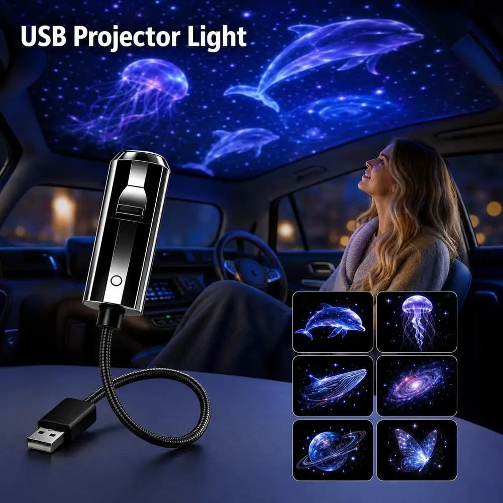 Mini Galaxy Star Projector 6 Patterns Night Light Home Background Atmosphere Light Bedroom Car Decoration Children's Gifts
