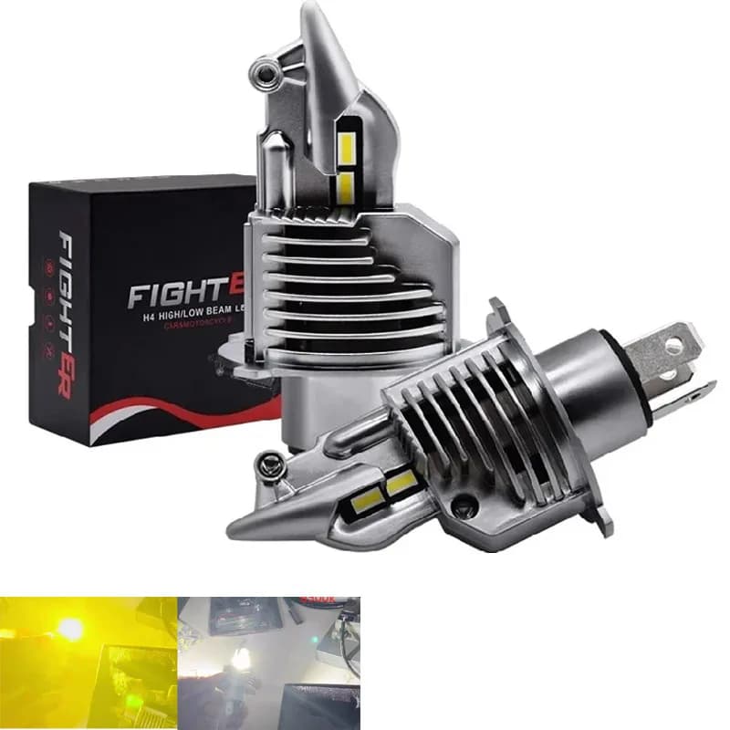 Faro per auto H4 3000k Lampadina a LED H4 per auto/moto 6000K Faro abbagliante Luci abbaglianti Fighter Foco 72W 12V 24V 6000K Led