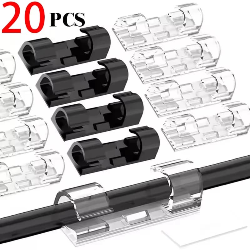 Organizzatore Cavi 16/20 Pezzi, Clip per Gestione Cavi, Supporto per Cavi da Scrivania, Avvolgicavo USB per Ricarica e Dati