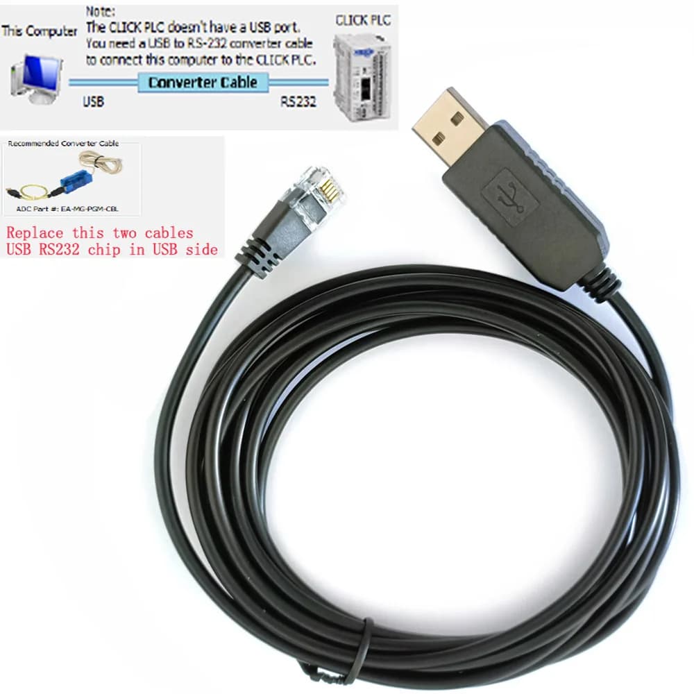 Cavo seriale da USB a RJ12 RS232 per cavo di programmazione PLC con clic diretto dell'automazione Cavo equivalente ADC EA-MG-PGM-CBL