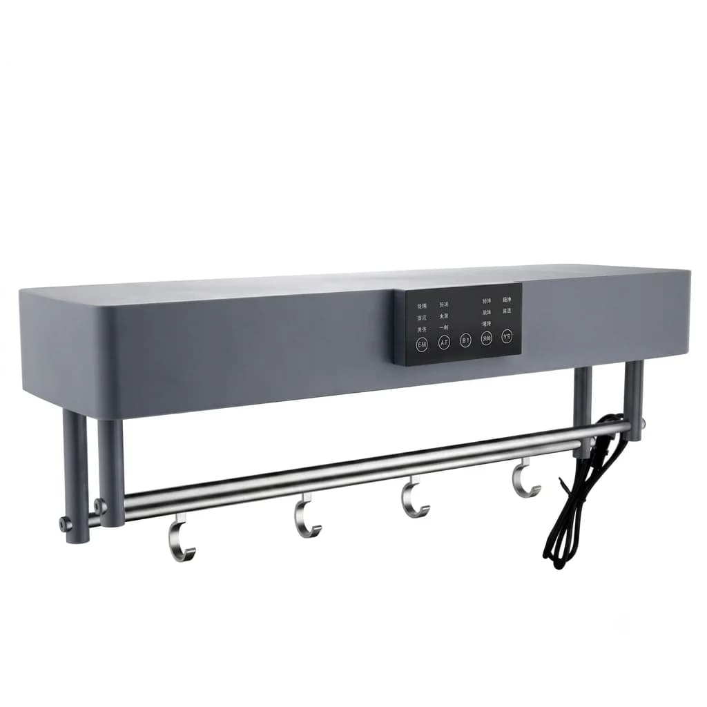 Modern Electric Heated Towel Rack Gun Ash Stainless Steel Wall Mounted Towel Rail Bathroom Heater Rack With Shelf For Hotel Use