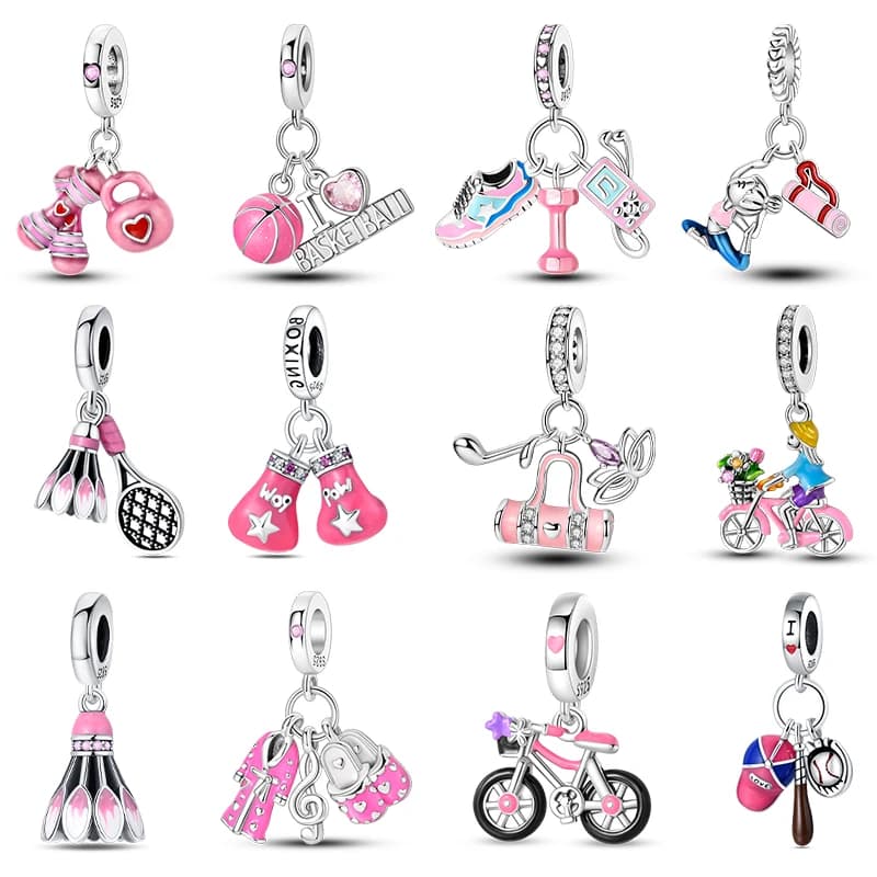 Nuovo argento 925 basket calcio yoga serie sportiva ciondoli perline misura Pandach 925 braccialetti originali gioielli fai da te regalo di compleanno