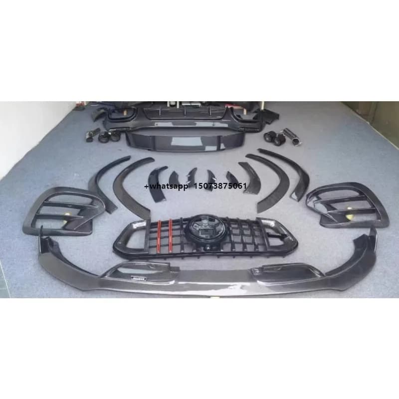 Kit Carrozzeria in Fibra di Carbonio per GLE 53/63 SUV (19+) - Stile B: Labbro Anteriore, Spoiler, Diffusore Posteriore e Coperchio Bagagliaio