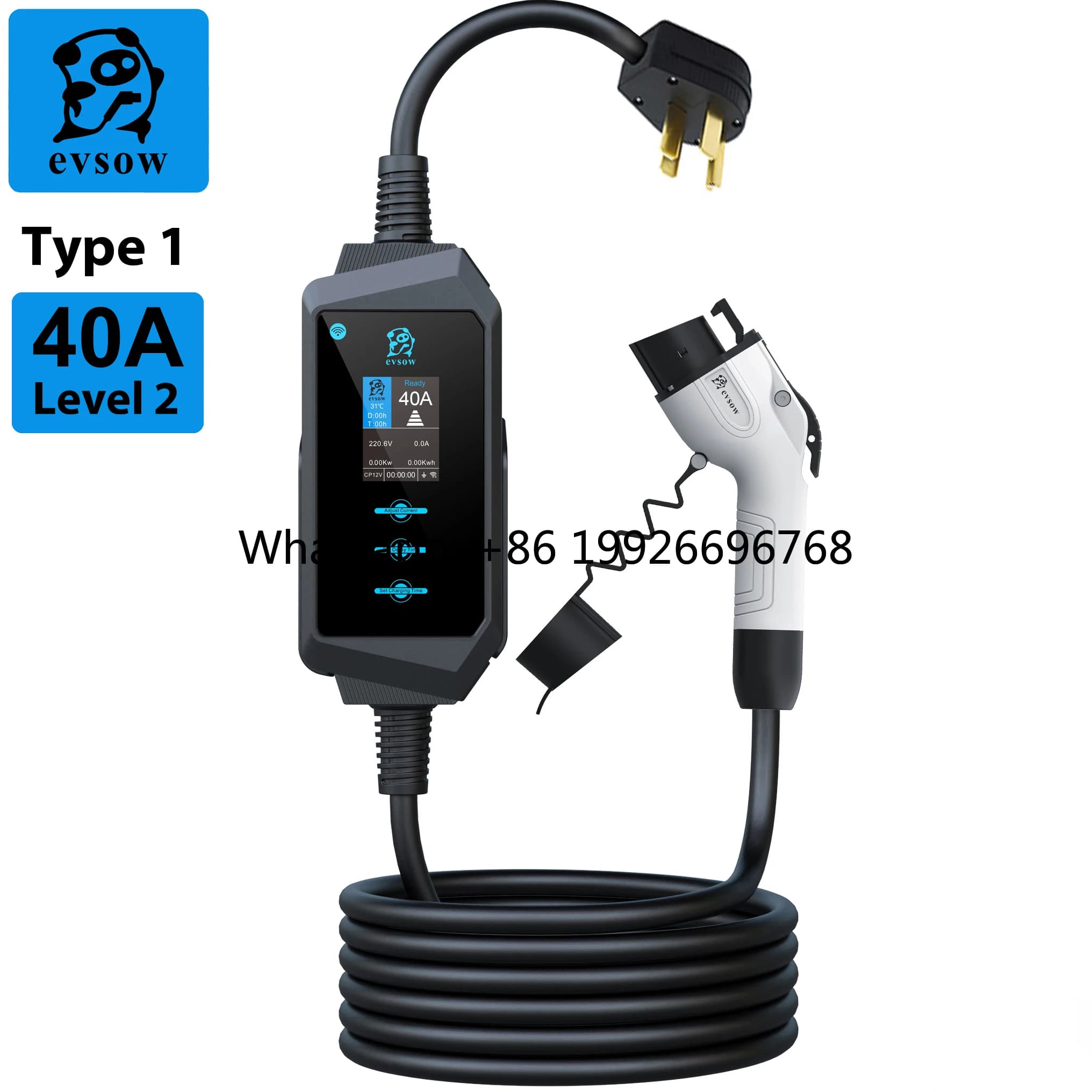 Caricatore per Auto Elettrica EVSOW 40A, Caricatore EV Portatile, Wallbox 9.6KW, Caricatore Domestico per Auto Elettrica, Stazione di Ricarica EV