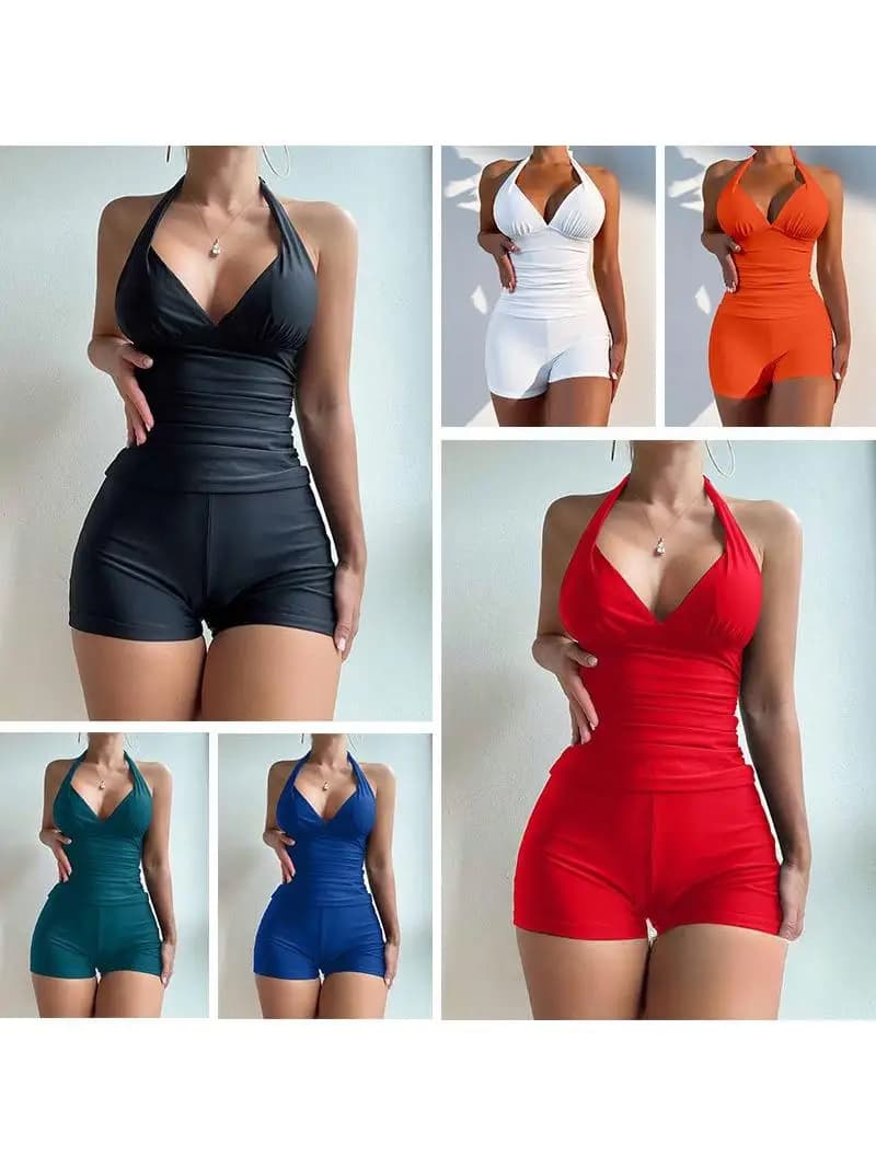 TieSide TwoPiece Boy Short Bikini Flat Angle Pants Swimming Suit Polyester Material with Chest Pad No Steel Support